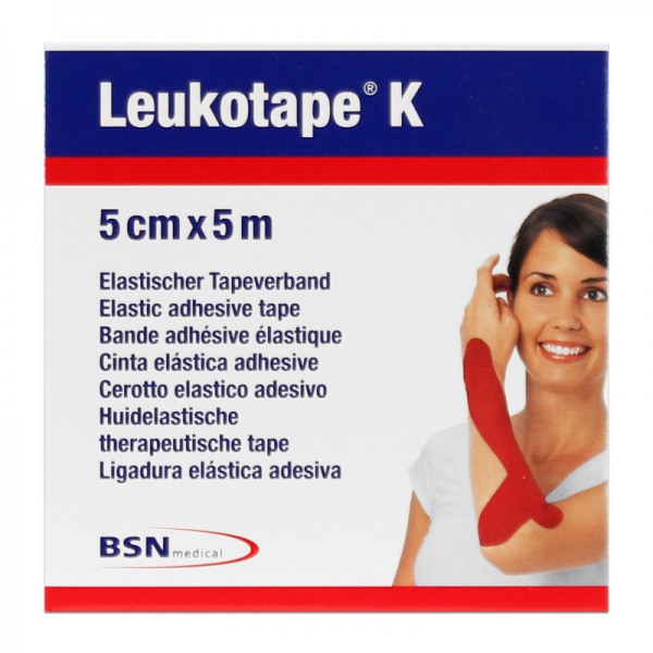 Leukotape K Fita Elástica Adesiva 5 cm x 5 metros: Cor Vermelha Leukotape K Fita Elástica Adesiva 5 cm x 5 metros: Cor Vermelha